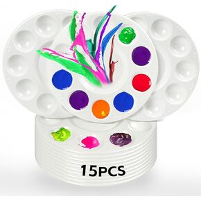 8Pack Oval Paint Tray Palettes with Thumb Hole,Plastic Paint Pallets for Kids or Student to Craft DIY Painting or Birthday Painting Party. White