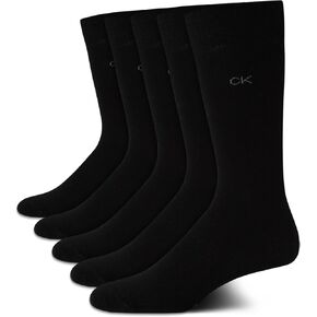 Calvin Klein Men's Dress Socks - 5 Pack Plain and Printed Crew Calf Compression Socks (7-12)