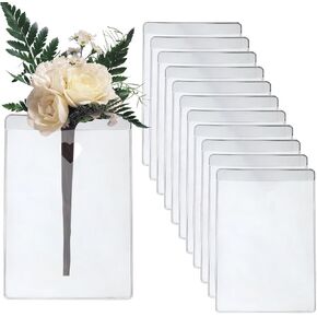 12pcs Pocket Boutonniere Plastic Sleeve, No-Lapel Pin Pouch for Boutonniere Card Clear Boutonniere Supplies Pouch Square Holder for Wedding Prom Homecoming(Flowers Not Included)