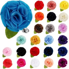 24 Pcs Lapel Flowers for Men Suits, Handmade Boutonniere Pins for Suit Wedding Groom, Lapel Pins for Men Flower Brooch