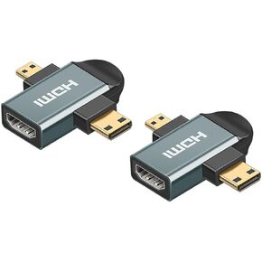 (2Pack Mini hdmi to Micro hdmi Converter Adapter Extender Adapter 4K,Mini hdmi Male to Micro hdmi Female Adapter 4K@60hz (Mini HDMI Male-Micro HDMI Female)