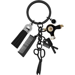 Oubaka Hairdresser Gifts Keychain Hair Stylist Keychain Hairdresser Hair Dryer, Scissor, Comb Charm Pendant Keyring Hair Barber Gift Hairstylist Birthday Cosmetology Graduation Keyring Jewelry
