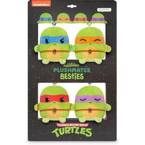 TeeTurtle Teenage Mutant Ninja Turtles Plushmate Besties Keychain Set - 4 Pack - Cute Kawaii Plush Keychains That Hold Hands