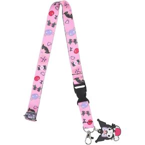Kuromi Cherries & Cookies 22-Inch Lanyard With Kuromi Charm and Clear ID Sleeve