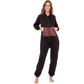 SKYLINEWEARS Unisex Onesie Adult Jumpsuit for Women One Piece Ladies Non Footed Hooded Pajama