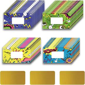 PLIGREAT 120 Pieces Comic Series Scratch Off Cards Stickers, Blank Gift Certificates Scratch Cards Kids Reward Scratch Card DIY Scratch Off Prizes for Students Teacher Supplies for Classroom School