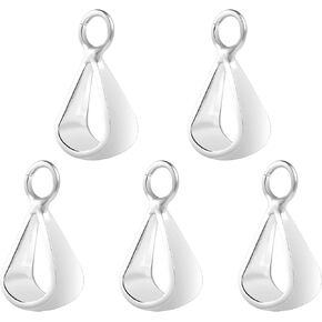 5 Pcs 925 Sterling Silver Pendant Bail Connector Pinch Clasp, Silver Bails for Pendants Clasp with Open Loop Necklace DIY Jewelry Craft Making Handmade Beading Fittings Accessories