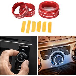 AC Air Conditioner Media Volume Control Switch Knob Cover Ring, Interior Decal Trim for Suzuki Jimny 2019-2021 Red, 3 Pcs