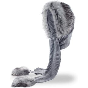 Futrzane Classic Hooded Scarf - Faux Fur Hooded Scarves for Women - Cowl & Hat in Kuwait