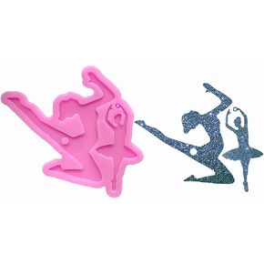 Shiny Glossy Dancing Girl Shape Silicone Molds for Ballet Dancer DIY Craft Keychain Polymer Clay Mold Epoxy Pendant Resin Crafting Making Backpack Cake Decor Fondant Mould