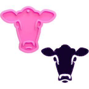 Shiny Glossy Cow Cattle Bull Head Shape Silicone Molds for DIY Craft Keychain Polymer Clay Mold Epoxy Pendant Resin Crafting Making Cake Decoration Fondant Mould