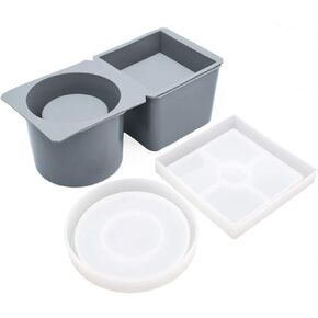 Silicone Planter Molds for Concrete Succulent Pot and Tray DIY, Square and Round Shape