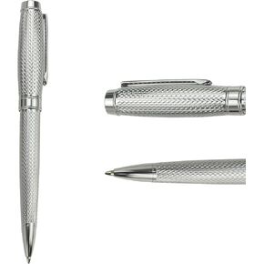 Retractable Ballpoint Pen, Luxury Black Ink Ball Pen, Rotary Bolígrafo for Writing, Gift Set for Men and Women, Office Business Executive Nice Pen for work, School Fancy Cool Pen, Lozenge Silver