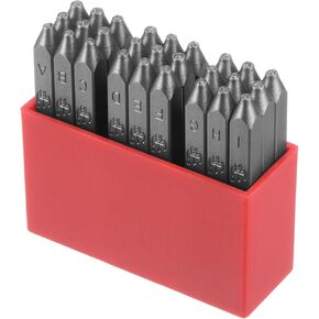HARFINGTON 27pcs Letter Stamp Set 3/64" 1mm High Tool Steel A-Z & Punch Press Tools Metal Stamps Set Hammer Hand Punch for Metal Plastic Wood Leather Brass Stamping