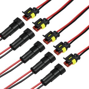 3 Pin Way Auto Waterproof Electrical Connector Pigtail With Wire 18 AWG Marine for Car Boat Ect.5 Pack