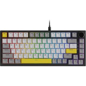 AJAZZ AK820 MAX 75% Gasket RGB لوحة مفاتيح ميكانيكية لاسلكية مع مقبض مستوى الصوت، بلوتوث/2.4G/سلكي 3 أوضاع، 82 مفتاحًا مدمجًا للتبديل السريع، غطاء مفاتيح PBT ثلاثي الألوان، 4000 مللي أمبير في الساعة (أرجواني وأزرق)