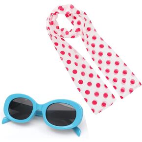 قطعتان من الوشاح النسائي ذو النقطة الوردية والنظارات الزرقاء الرجعية زي إكسسوارات حفلات الهالوين in Kuwait