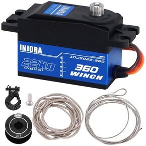 INJORA INJS022-360 22KG 360° Rotation Digital Servo with 25T Low Profile Winch Spool for RC Crawler Car Boat Model