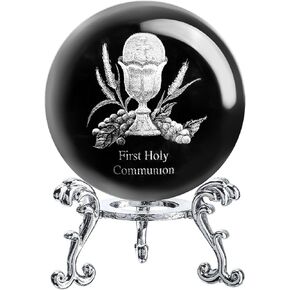 ZEERSHEE 3D The Virgin Mary Holding The Bible Crystal Ball with Stand Blessed Mother Statues Paperweight Christian Catholic Religious Gifts for Women Men