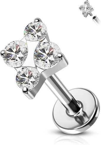 cocharm g23 التيتانيوم اللولب الزنمة الغضروف ثقب المجوهرات 16 جرام شقة عودة اللولب الغضروف الزنمة القرط مسمار نجمة محارة المجوهرات للنساء الرجال in Kuwait