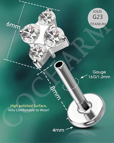 cocharm g23 التيتانيوم اللولب الزنمة الغضروف ثقب المجوهرات 16 جرام شقة عودة اللولب الغضروف الزنمة القرط مسمار نجمة محارة المجوهرات للنساء الرجال in Kuwait