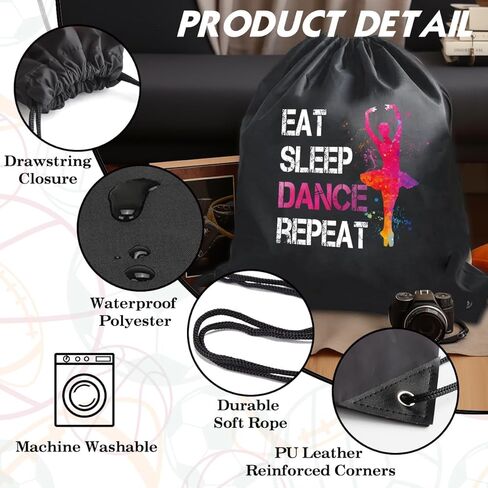 حقيبة ظهر برباط للأكل والنوم والرقص للنساء، حقيبة رياضية مقاومة للماء لمحبي الرقص لمحبي الرقص، حقيبة رياضية مرحة لعيد الميلاد وعيد الميلاد وهدايا لراقصة الباليه والممثلة in Kuwait