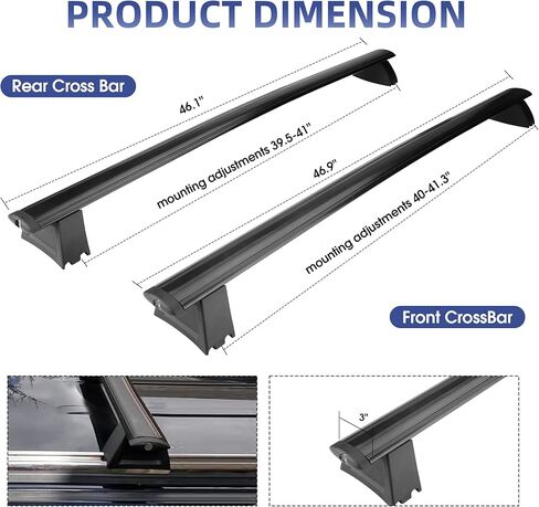 قضبان متقاطعة لرف السقف قابلة للقفل متوافقة مع ملحقات جراند شيروكي 2011-2021، وقضبان جانبية مخددة، وقضبان متقاطعة من الألومنيوم مضادة للصدأ لأمتعة البضائع على السطح ودراجات الكاياك والزورق in Kuwait
