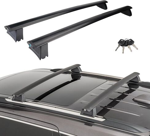 قضبان متقاطعة لرف السقف قابلة للقفل متوافقة مع ملحقات جراند شيروكي 2011-2021، وقضبان جانبية مخددة، وقضبان متقاطعة من الألومنيوم مضادة للصدأ لأمتعة البضائع على السطح ودراجات الكاياك والزورق in Kuwait