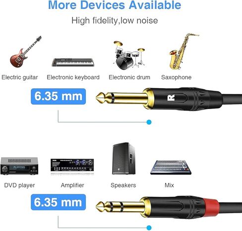1/4 inch TRS Stereo Y Splitter Insert Cable,(1.6 FT / 1PACK) Gold Plated Audiowave Series 6.35mm 1/4 inch TRS Male to Dual 6.35mm 1/4 inch TS Male Mono Breakout Cable, Audio Cord in Kuwait
