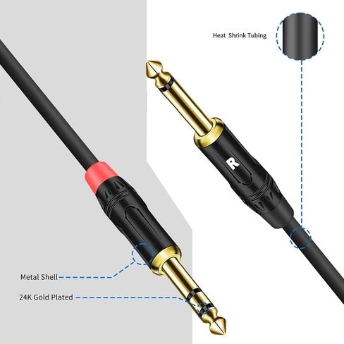 1/4 inch TRS Stereo Y Splitter Insert Cable,(1.6 FT / 1PACK) Gold Plated Audiowave Series 6.35mm 1/4 inch TRS Male to Dual 6.35mm 1/4 inch TS Male Mono Breakout Cable, Audio Cord in Kuwait