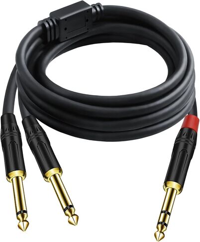 1/4 inch TRS Stereo Y Splitter Insert Cable,(1.6 FT / 1PACK) Gold Plated Audiowave Series 6.35mm 1/4 inch TRS Male to Dual 6.35mm 1/4 inch TS Male Mono Breakout Cable, Audio Cord in Kuwait