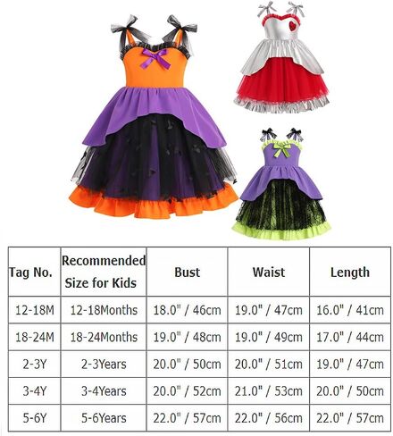 IDOPIP Baby Girls Halloween Tutu Dress Pumpkin Witch Princess Birthday Party Dresses Ruffle Tulle Bowknot Dress up Costume in Saudi Arabia