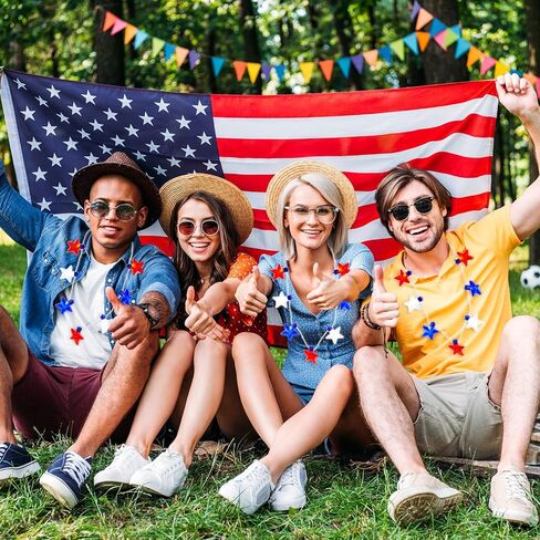 yahenda 12 جهاز كمبيوتر شخصى يوم المحاربين القدامى قلادة LED الوطنية الأحمر الأزرق الأبيض نجمة القلائد قدامى المحاربين يوم حزب تفضل نجمة LED تضيء قلادة للمحاربين القدامى يوم حزب الديكور احتفالات الزينة in Kuwait