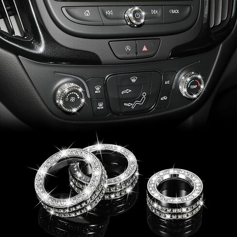 غطاء زر مقبض تكييف الهواء من TOMALL Bling متوافق مع مقبض حجم Chevy Equinox Malibu ومقبض وحدة التحكم المركزية ومفتاح تكييف الهواء وغطاء مقبض المناخ وغطاء بلينغ الملحقات الداخلية للسيارة in Saudi Arabia