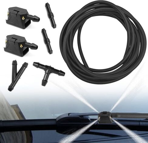 Car Windshield Washer Hose Kit, 4 Meter Washer Fluid Hose with 12PCS Wiper Tube Connectors for Windshield Repair, Windowscreen Soft Tube Jet for Most Car Window Glass Washing. in Saudi Arabia