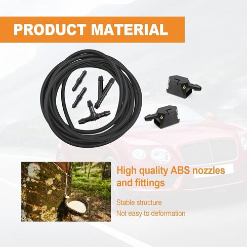 Car Windshield Washer Hose Kit, 4 Meter Washer Fluid Hose with 12PCS Wiper Tube Connectors for Windshield Repair, Windowscreen Soft Tube Jet for Most Car Window Glass Washing. in Saudi Arabia