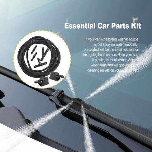 Car Windshield Washer Hose Kit, 4 Meter Washer Fluid Hose with 12PCS Wiper Tube Connectors for Windshield Repair, Windowscreen Soft Tube Jet for Most Car Window Glass Washing. in Saudi Arabia