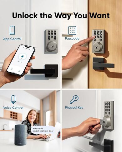 eufy Smart Lock C30، قفل باب دخول بدون مفتاح، قفل WiFi مدمج، قفل ذكي للباب الأمامي، لا يتطلب جسر، سهل التركيب، جهاز تحكم عن بعد من خلال التطبيق، قفل تلقائي in Kuwait
