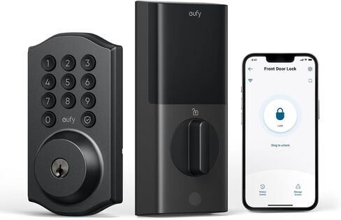 eufy Smart Lock C30، قفل باب دخول بدون مفتاح، قفل WiFi مدمج، قفل ذكي للباب الأمامي، لا يتطلب جسر، سهل التركيب، جهاز تحكم عن بعد من خلال التطبيق، قفل تلقائي in Kuwait