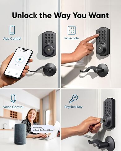 eufy Smart Lock C30، قفل باب دخول بدون مفتاح، قفل WiFi مدمج، قفل ذكي للباب الأمامي، لا يتطلب جسر، سهل التركيب، جهاز تحكم عن بعد من خلال التطبيق، قفل تلقائي in Kuwait