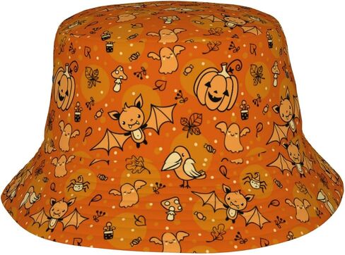 Halloween Bats Fisherman Cap Halloween Hat Pumpkin Bucket Hats for Women Men Caps Halloween Bucket Hat in Saudi Arabia
