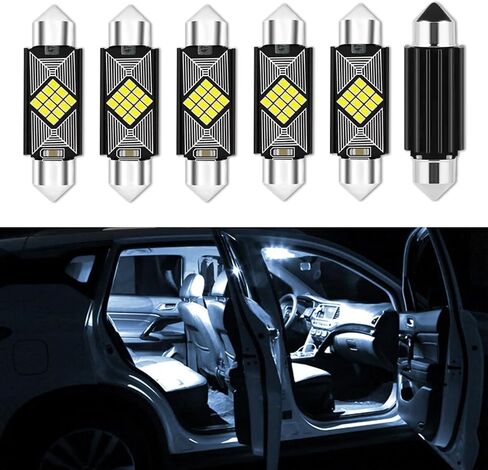 6 قطع DE3175 LED لمبات إضاءة على شكل قبة، ساطعة للغاية 31 مم DE3021 6428 6430 7065 1.22 بوصة لمبة Led داخلية للسيارة، ترقية 400LM 6500K قبة خريطة أضواء الباب LED Blub عالمية لمعظم السيارات in Kuwait