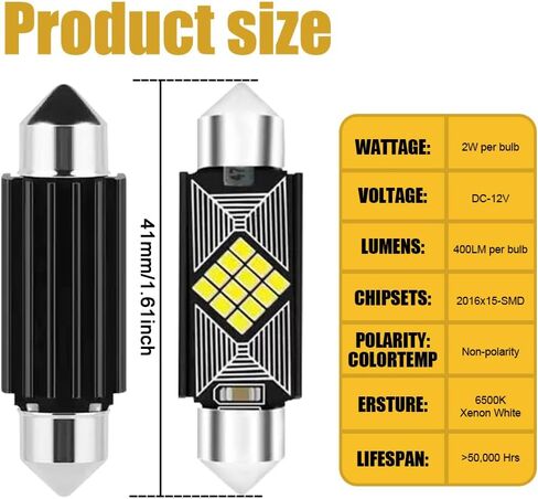 6 قطع DE3175 LED لمبات إضاءة على شكل قبة، ساطعة للغاية 31 مم DE3021 6428 6430 7065 1.22 بوصة لمبة Led داخلية للسيارة، ترقية 400LM 6500K قبة خريطة أضواء الباب LED Blub عالمية لمعظم السيارات in Kuwait
