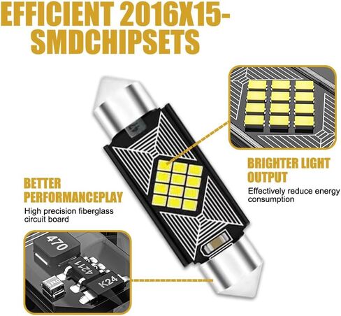 6 قطع DE3175 LED لمبات إضاءة على شكل قبة، ساطعة للغاية 31 مم DE3021 6428 6430 7065 1.22 بوصة لمبة Led داخلية للسيارة، ترقية 400LM 6500K قبة خريطة أضواء الباب LED Blub عالمية لمعظم السيارات in Kuwait