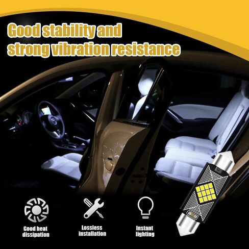 6 قطع DE3175 LED لمبات إضاءة على شكل قبة، ساطعة للغاية 31 مم DE3021 6428 6430 7065 1.22 بوصة لمبة Led داخلية للسيارة، ترقية 400LM 6500K قبة خريطة أضواء الباب LED Blub عالمية لمعظم السيارات in Kuwait