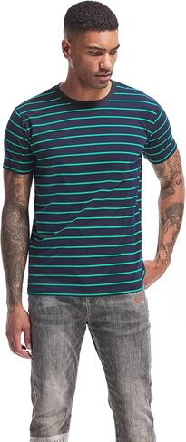 VEIISAR Men's Crewneck Striped T-Shirt Soft Elastic Cotton Tees in Kuwait