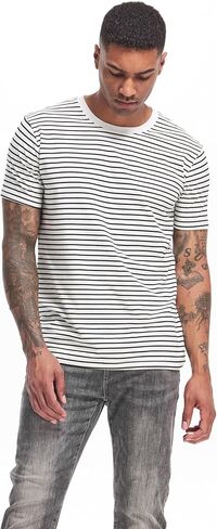 VEIISAR Men's Crewneck Striped T-Shirt Soft Elastic Cotton Tees in Kuwait
