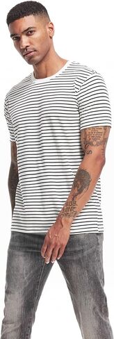 VEIISAR Men's Crewneck Striped T-Shirt Soft Elastic Cotton Tees in Kuwait
