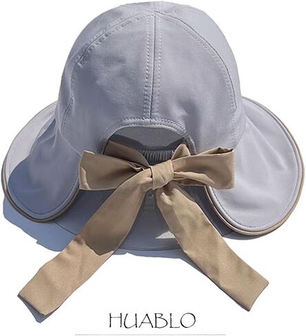 Wide Brim Hats for Woman Foldable Hats Sun Hats for Women uv Protection Bowknot Bucket hat Adjustable hat with Ponytail Hole in Kuwait