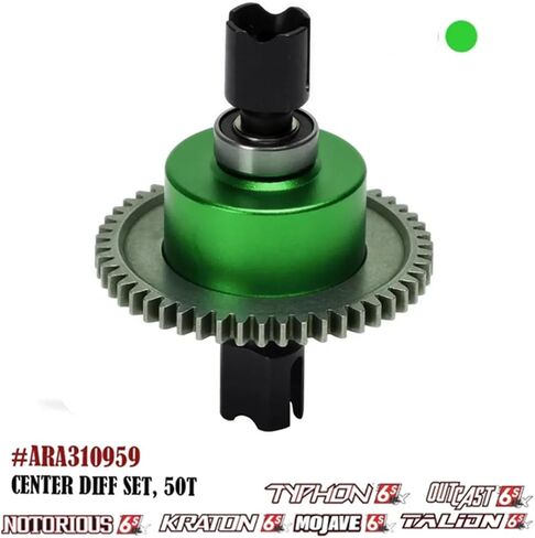 مجموعة فرق مركزية من الفولاذ 50T ARA310959 لـ Arrma 6S 1/7 Mojave 6S 1/8 Karton Typhon Outcast Talion Notorious 6S Spur Gear أجزاء ترقيات مجمعة (أخضر) in Saudi Arabia